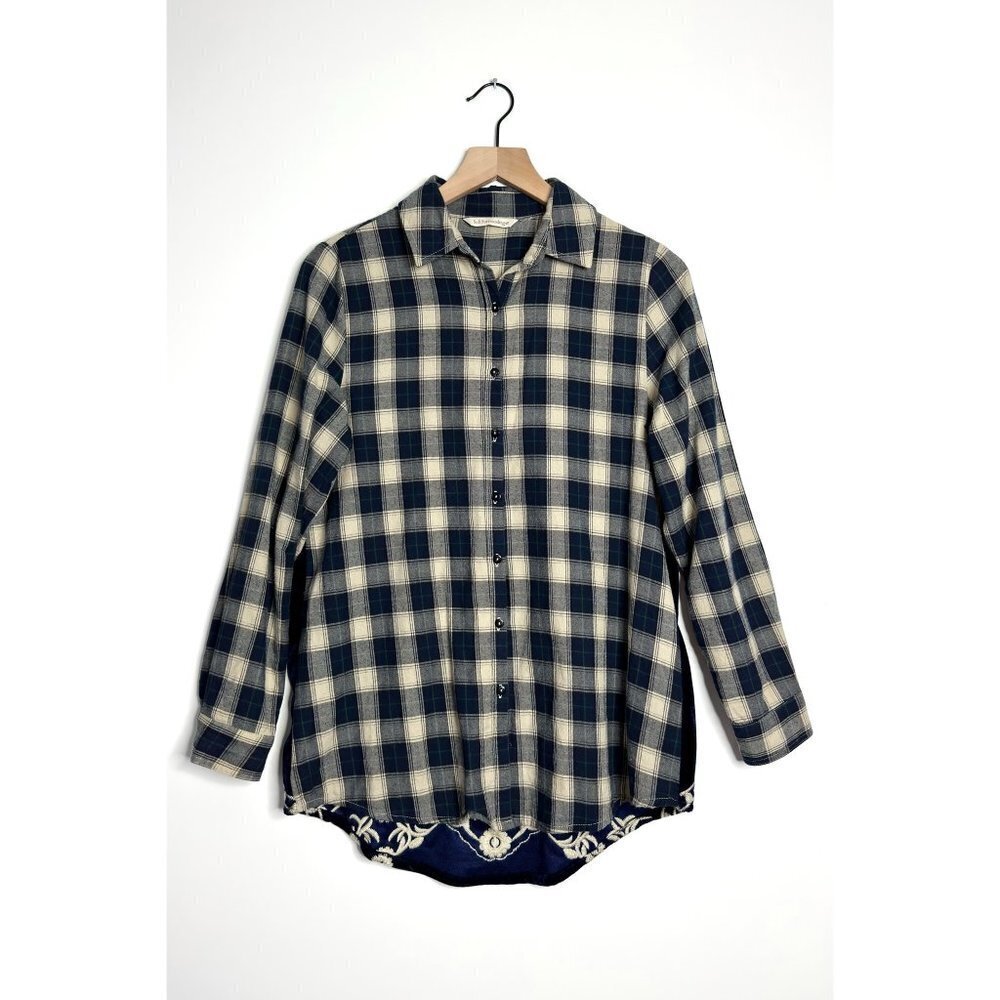 SOFT SURROUNDINGS Kamala Blouse Plaid Velvet Top